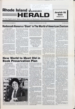 HERALD PAGES 8 & 9 the Only English-Jewish Weekly in Rhode Island and Southeastern Massachusetts