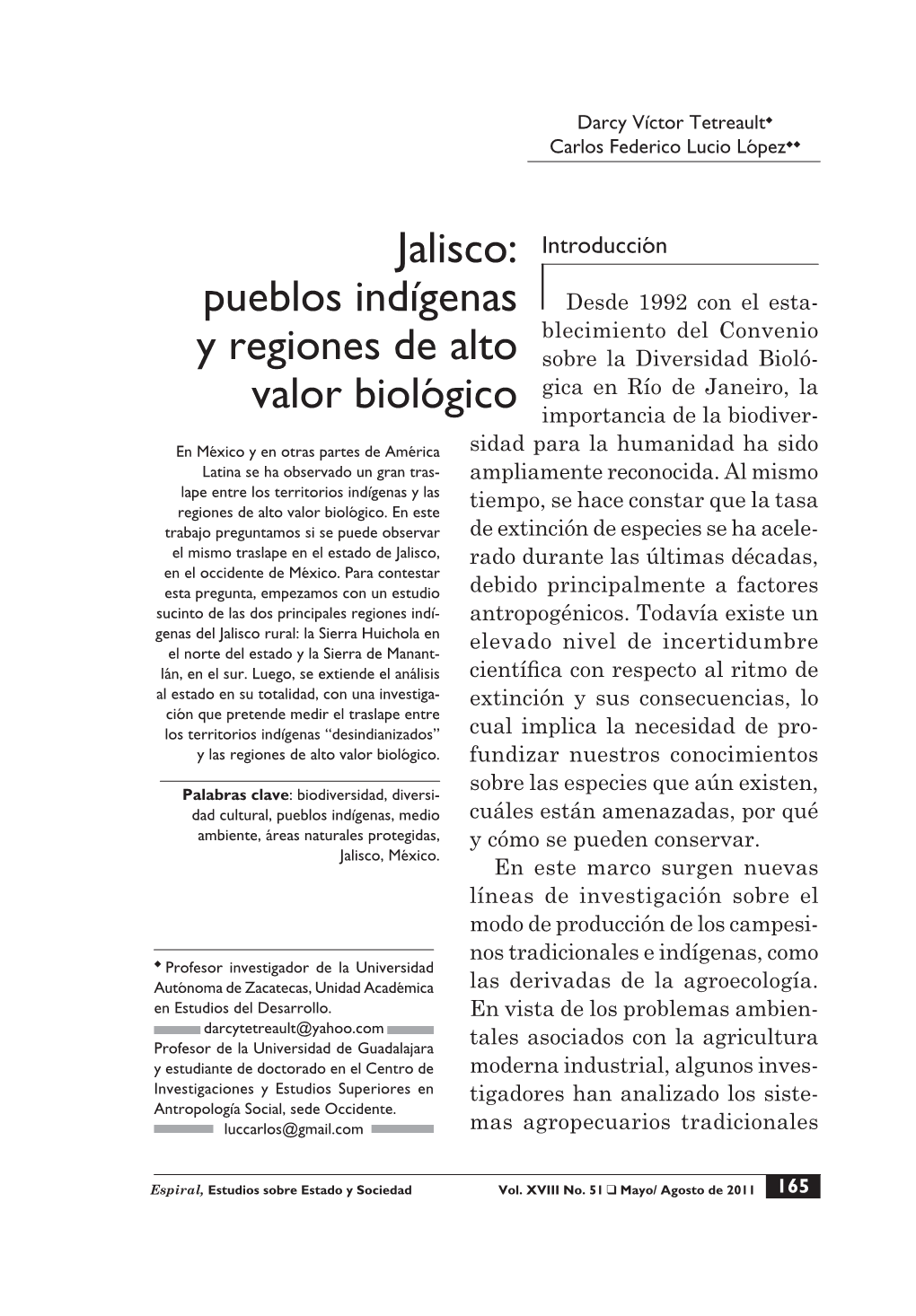 Jalisco: Pueblos Indígenas Y Regiones De Alto Valor Biológico Valor Biológico