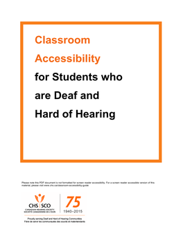 Classroom Accessibility for Students Who Are Deaf and Hard of Hearing