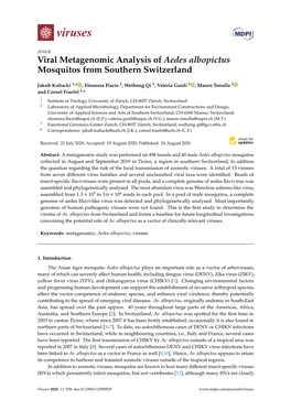 Viral Metagenomic Analysis of Aedes Albopictus Mosquitos from Southern Switzerland