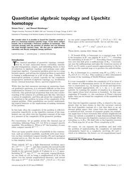 Quantitative Algebraic Topology and Lipschitz Homotopy