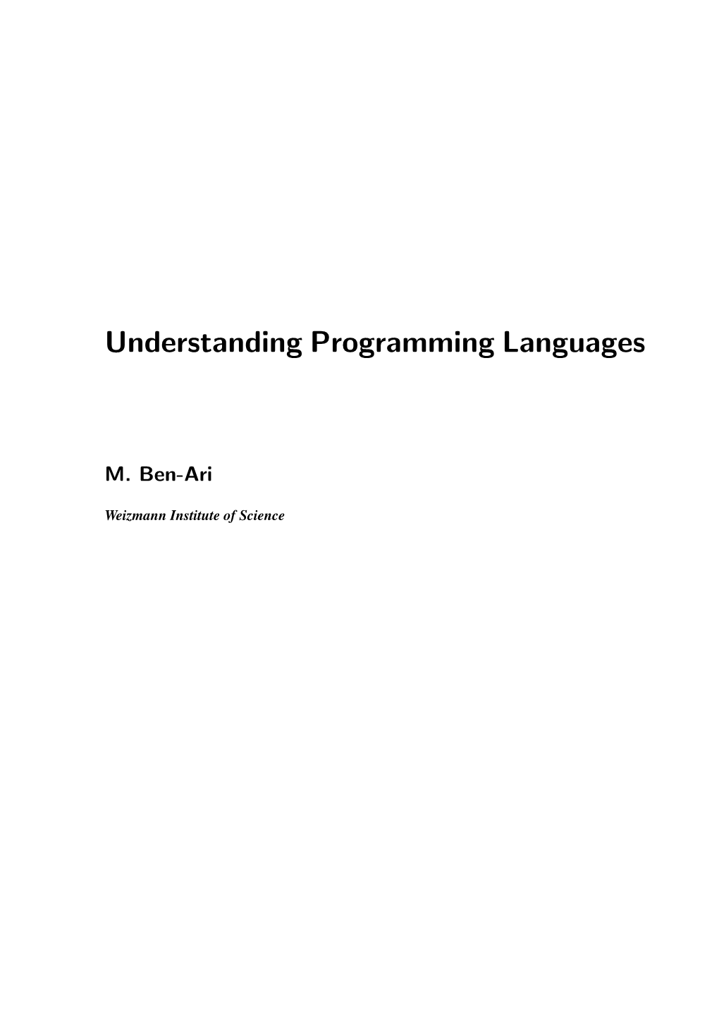 Understanding Programming Languages