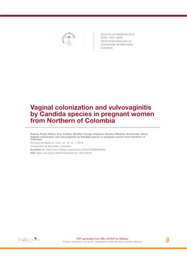 Vaginal Colonization and Vulvovaginitis by Candida Species in Pregnant Women from Northern of Colombia