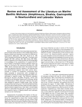 Review and Assessment of the Literature on Marine Benthic Molluscs (Amphineura, Bivalvia, Gastropoda) in Newfoundland and Labrador Waters