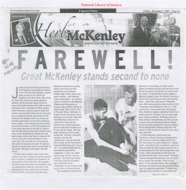 Farewell! Great Mckenley Stands Second to None. Jamaica Observer