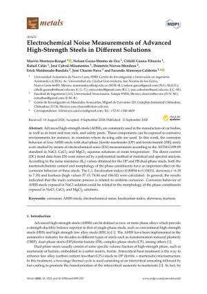 Electrochemical Noise Measurements of Advanced High-Strength Steels in Diﬀerent Solutions