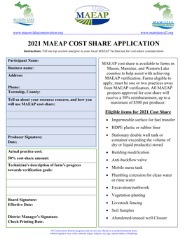 2021 Maeap Cost Share Application