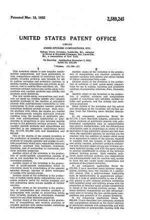 United States Patent Office 2,589,245 Amide-Epoxide Compositions, Etc