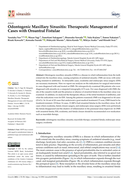 Therapeutic Management of Cases with Oroantral Fistulae