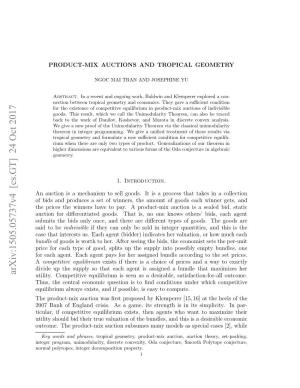 Product-Mix Auctions and Tropical Geometry