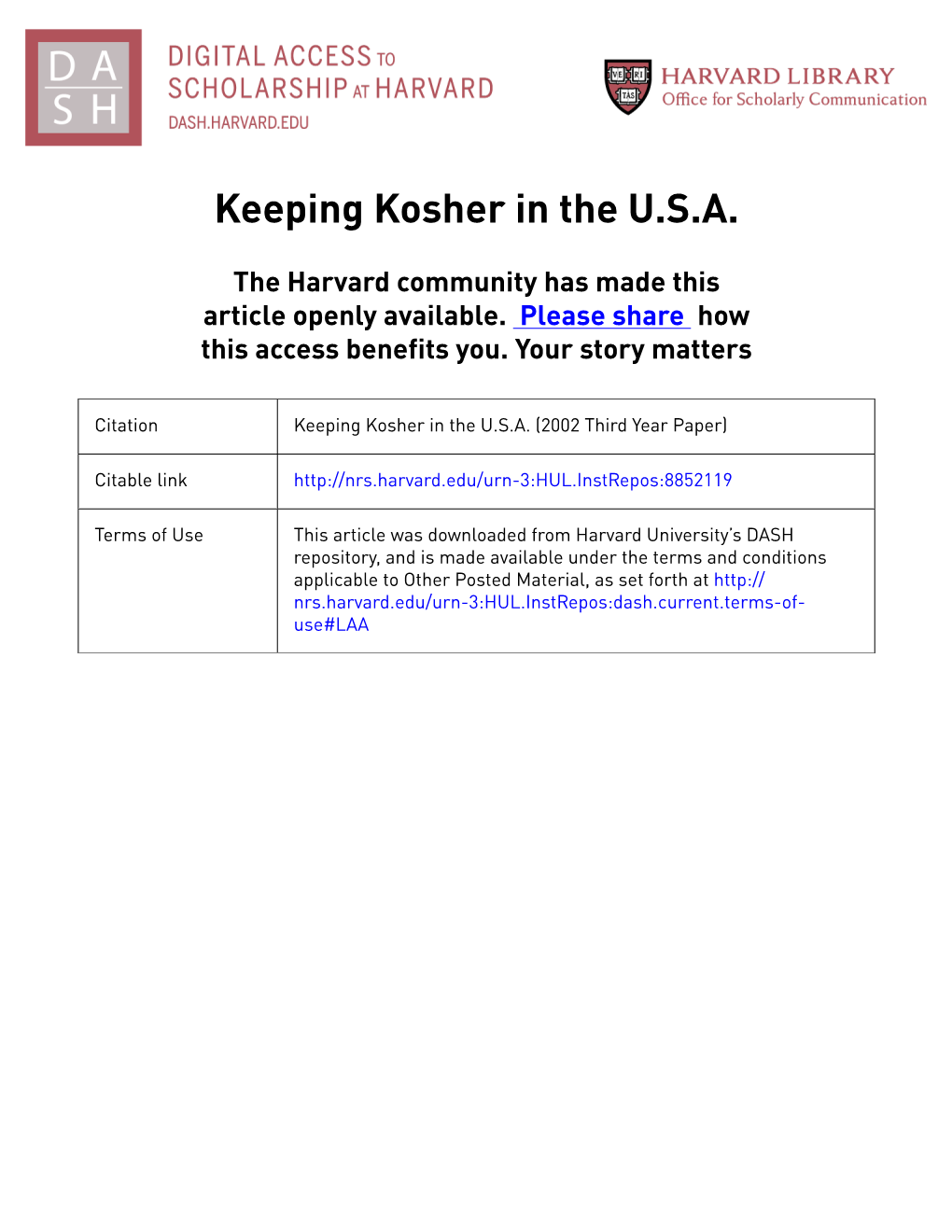 Keeping Kosher in the U.S.A