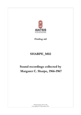 Guide to Sound Recordings Collected by Margaret C. Sharpe, 1966-1967