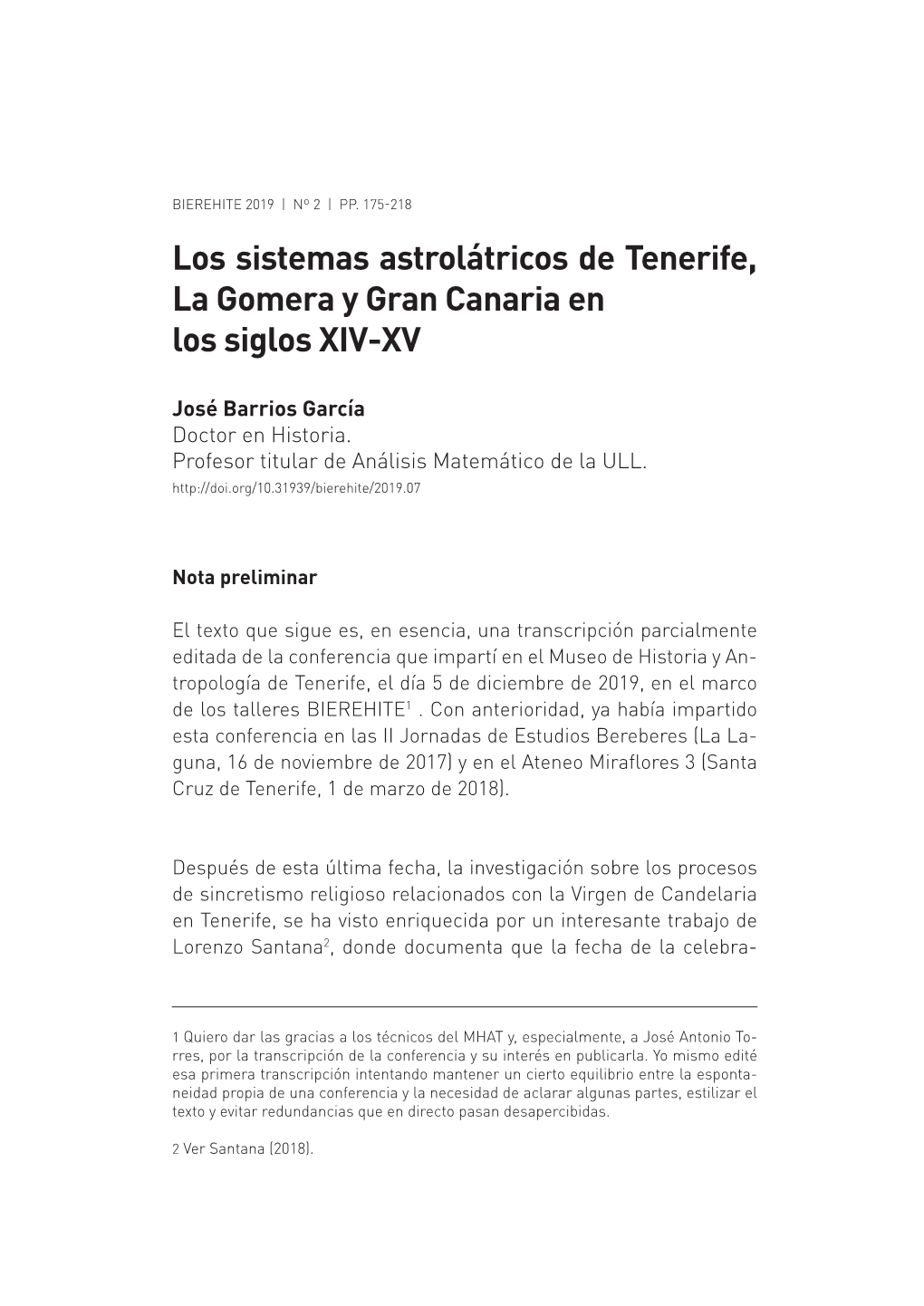 Los Sistemas Astrolátricos De Tenerife, La Gomera Y Gran Canaria En Los Siglos XIV-XV