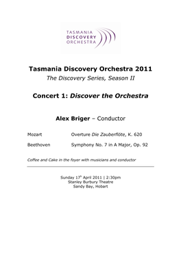 Tasmania Discovery Orchestra 2011 Concert 1