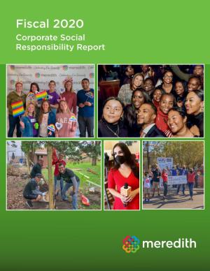 Fiscal 2020 Corporate Social Responsibility Report Fiscal 2020 Corporate Social Responsibility Report