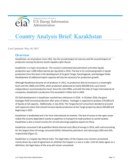 Country Analysis Brief: Kazakhstan
