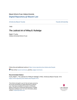The Judicial Art of Wiley B. Rutledge