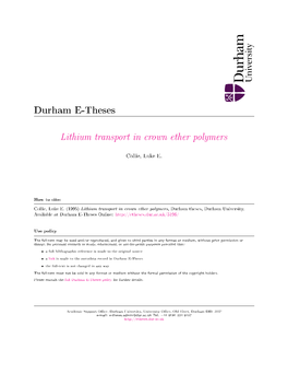 Lithium Transport in Crown Ether Polymers
