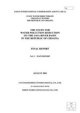 The Study for Water Pollution Reduction on the Sava River Basin in the Republic of Croatia
