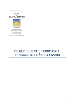 PROJET EDUCATIF TERRITORIAL Commune De CHA TEL-CENSOIR
