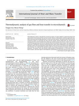 Thermodynamic Analysis of Gas Flow and Heat Transfer in Microchannels