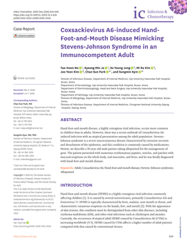 Coxsackievirus A6-Induced Hand- Foot-And-Mouth Disease Mimicking Stevens-Johnson Syndrome in an Immunocompetent Adult