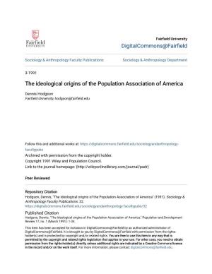 The Ideological Origins of the Population Association of America