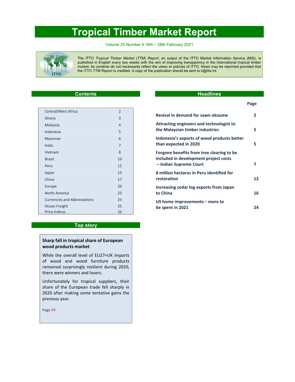 ITTO Tropical Timber Market Report