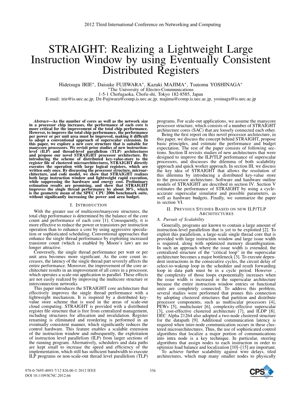 STRAIGHT: Realizing a Lightweight Large Instruction Window by Using Eventually Consistent Distributed Registers