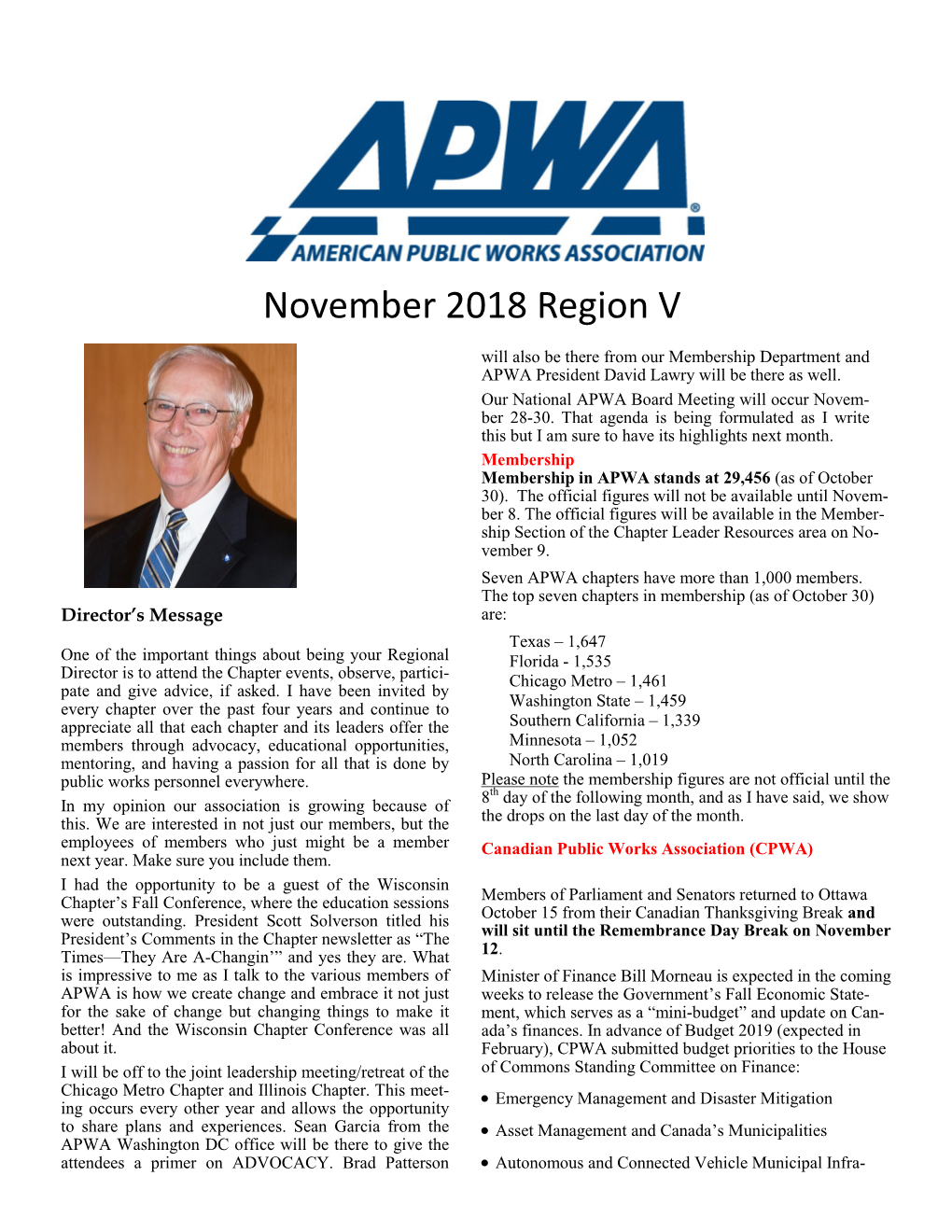 November 2018 Region V