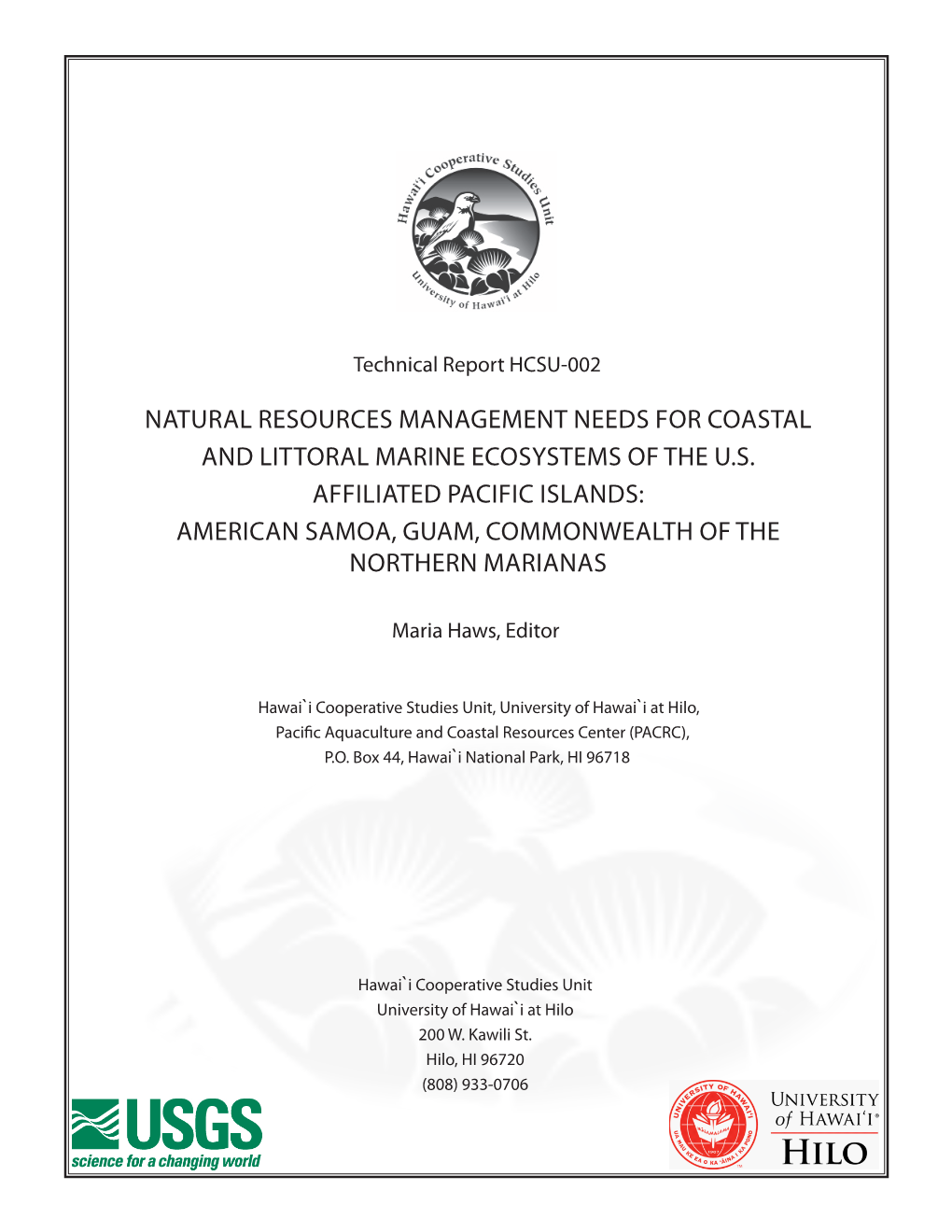 Natural Resources Management Needs for Coastal and Littoral Marine Ecosystems of the U.S