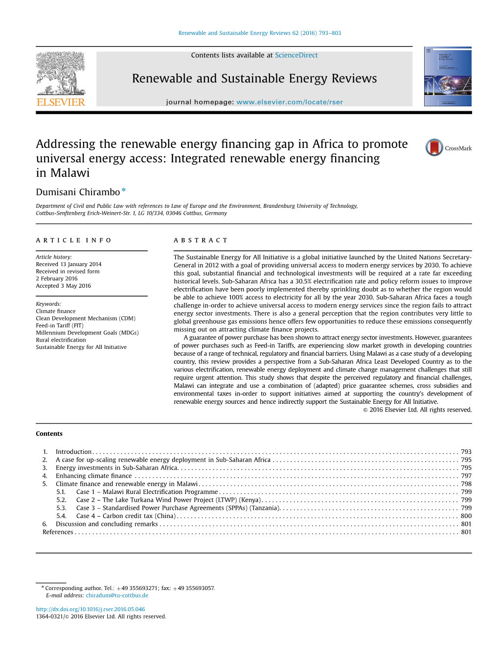 Addressing the Renewable Energy Financing Gap in Africa to Promote