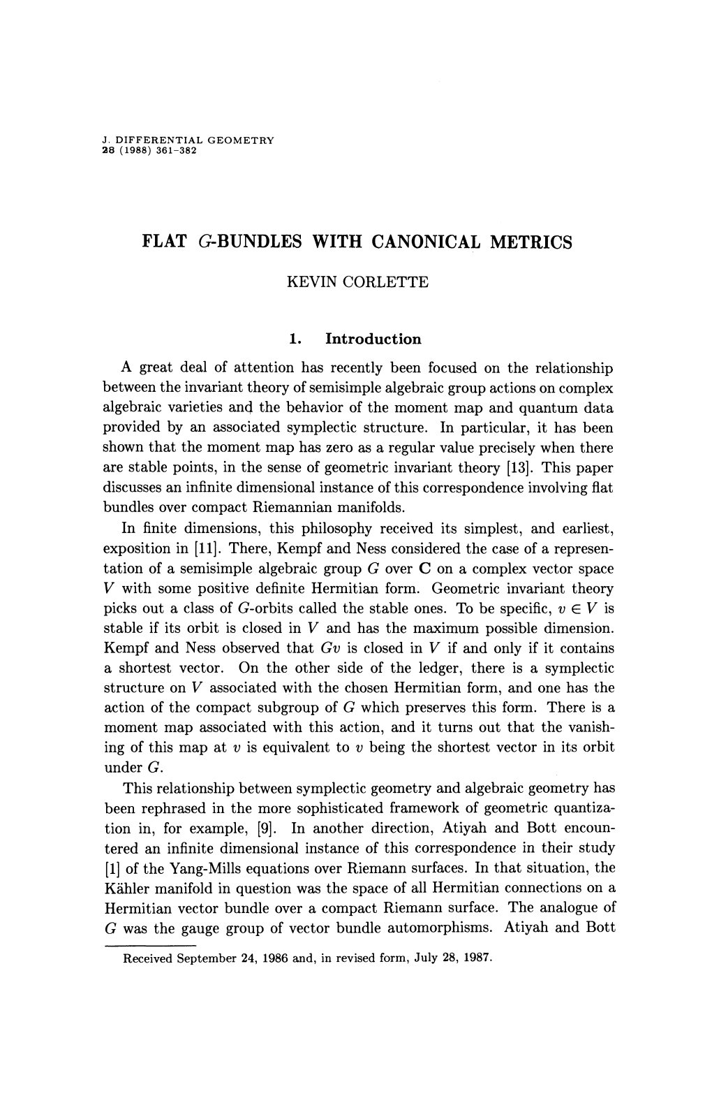 Flat ^Bundles with Canonical Metrics