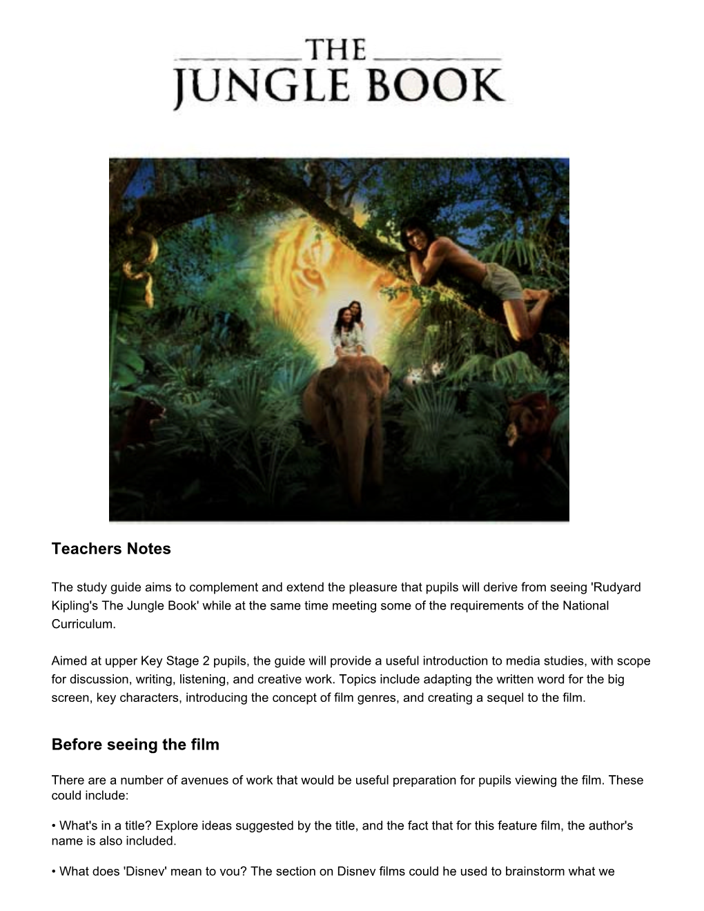 The Jungle Book Study Guide