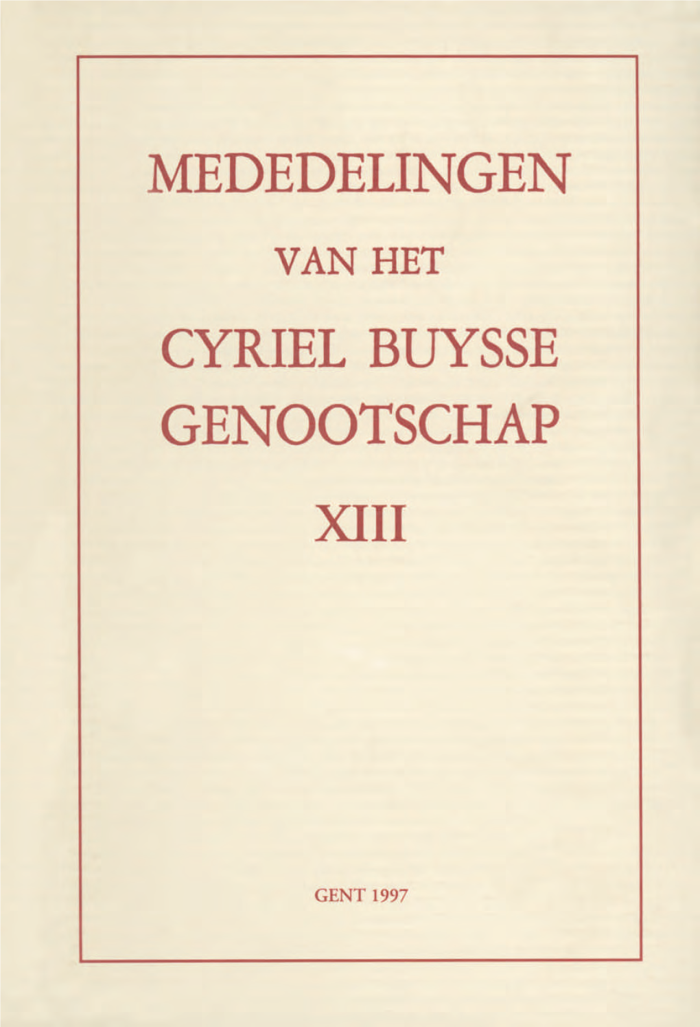 Mededelingen Cyriel Buysse Genootschap