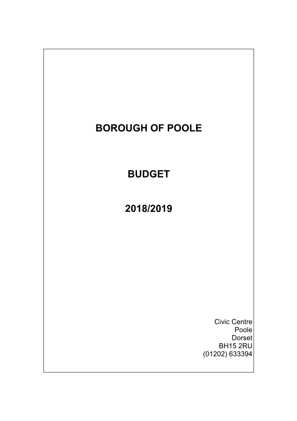 Borough of Poole Budget 2018/2019