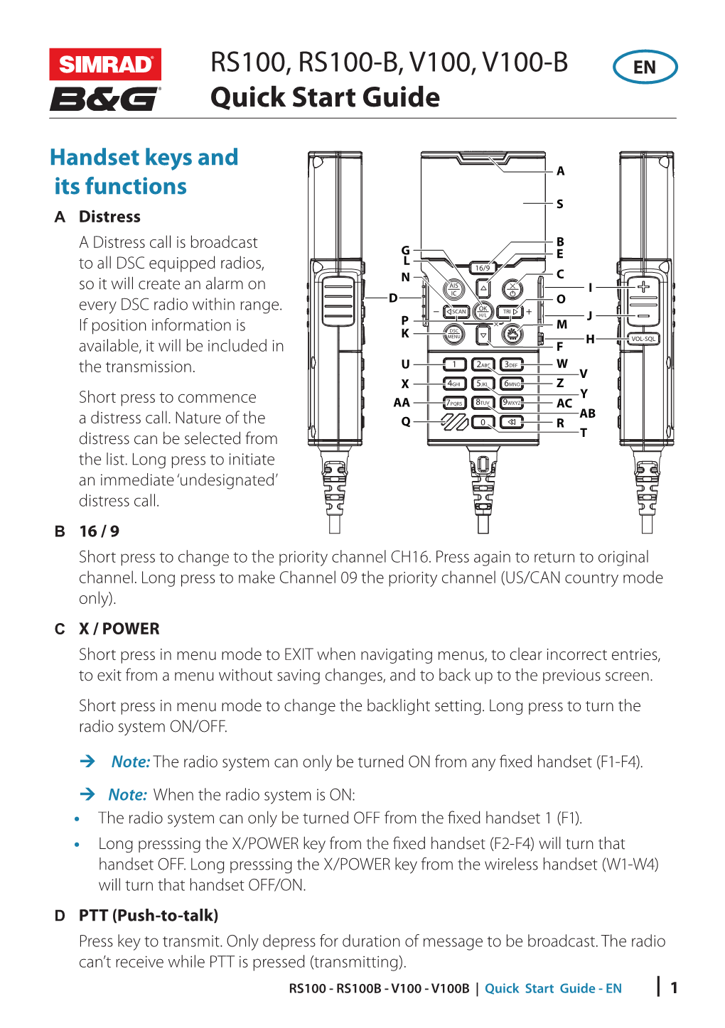 RS100, RS100-B, V100, V100-B Quick Start Guide