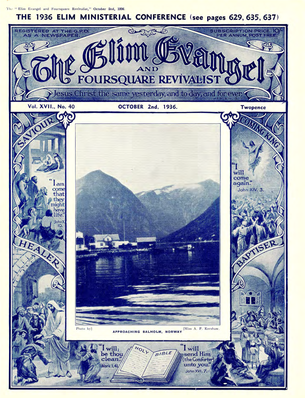 THE 1936 ELIM MINISTERIAL CONFERENCE (See Pages 629, 635, 637) Cover Ii