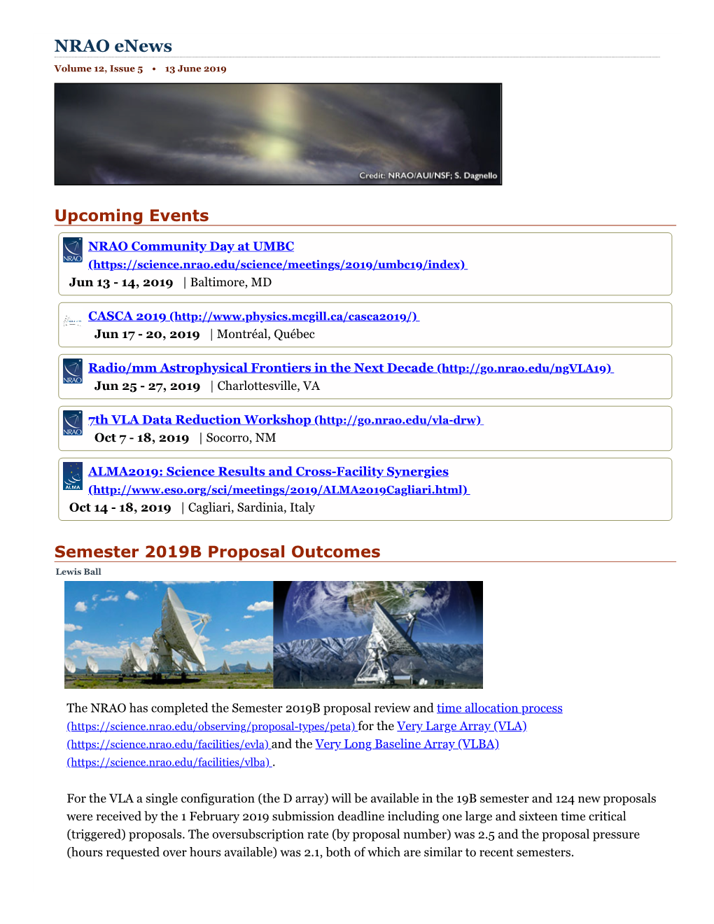 NRAO Enews Volume 12, Issue 5 • 13 June 2019