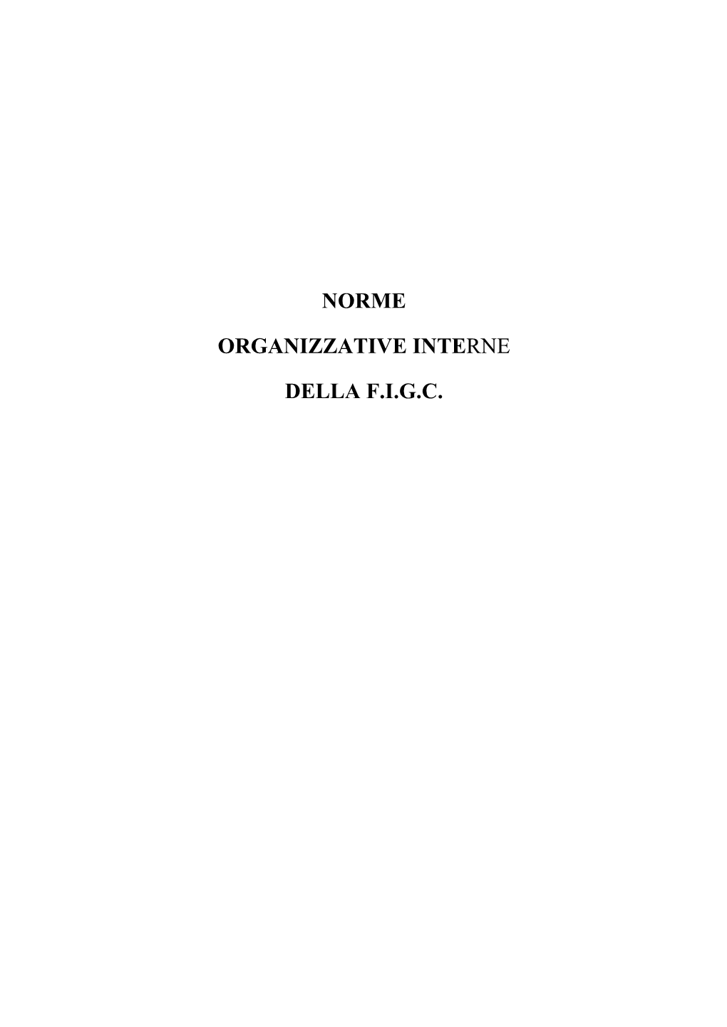 Norme Organizzative Interne Della F.I.G.C