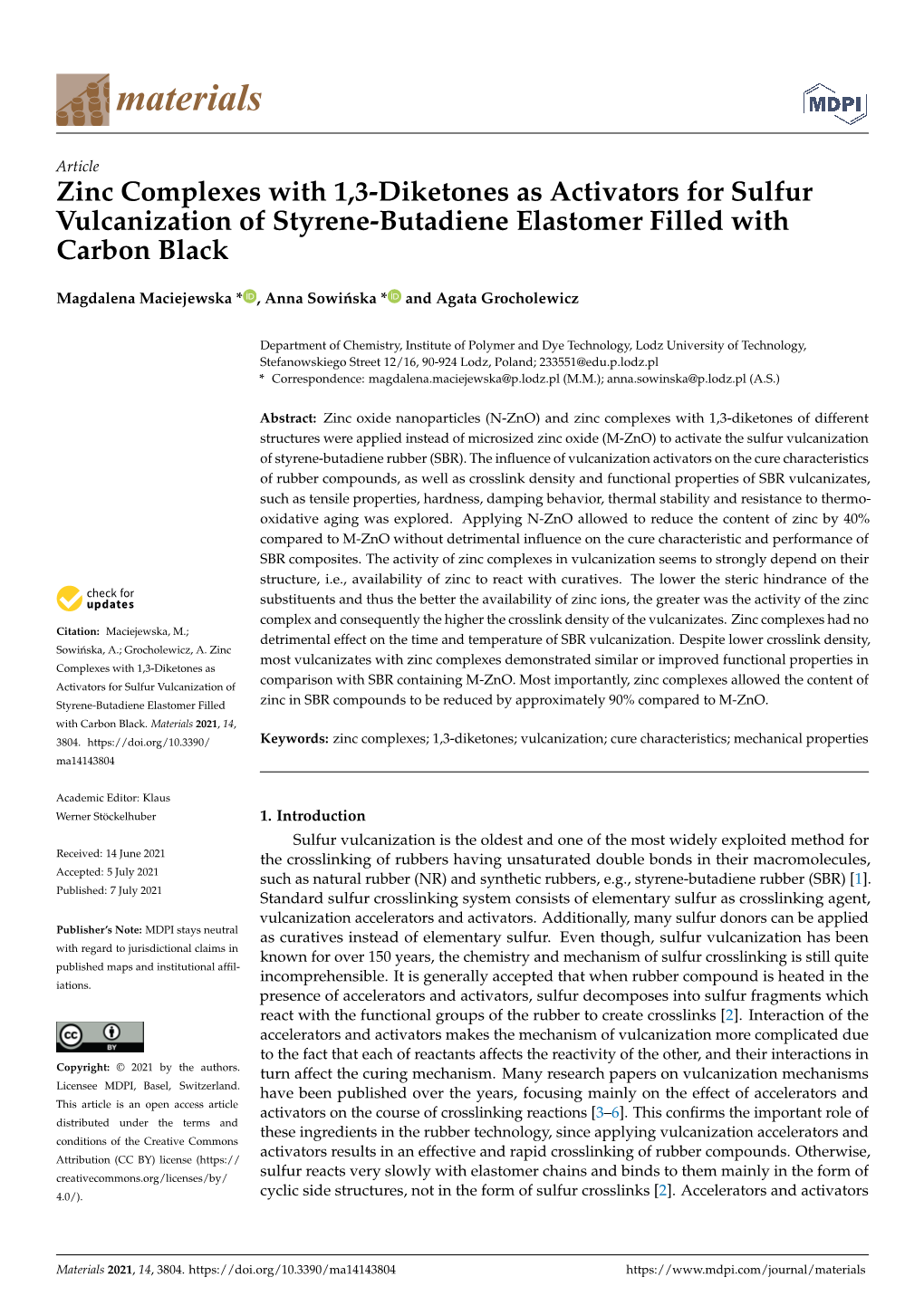 Zinc Complexes with 1,3-Diketones As Activators for Sulfur Vulcanization of Styrene-Butadiene Elastomer Filled with Carbon Black