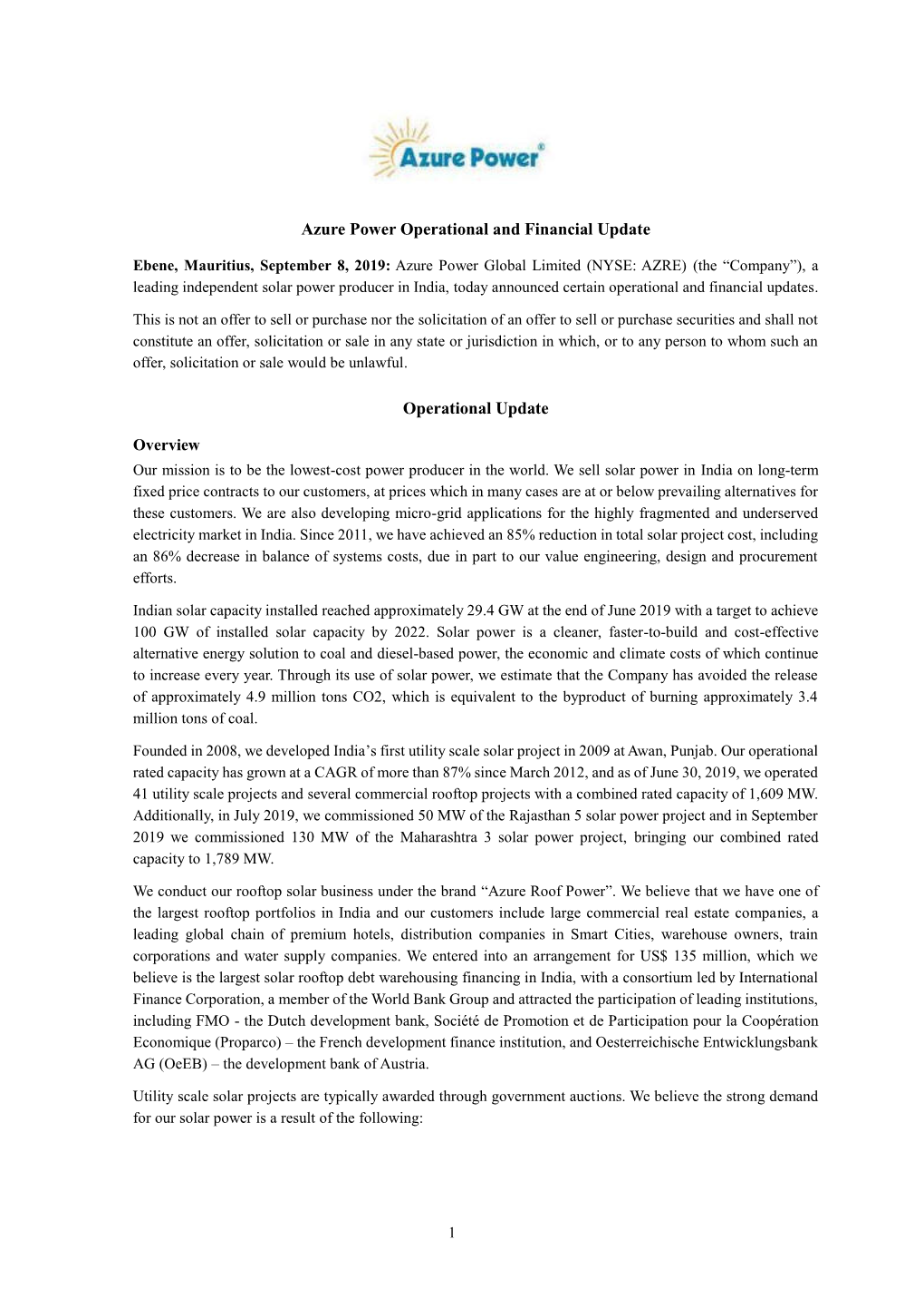 Azure-Power-Operational-And-Financial-Update-V1.Pdf