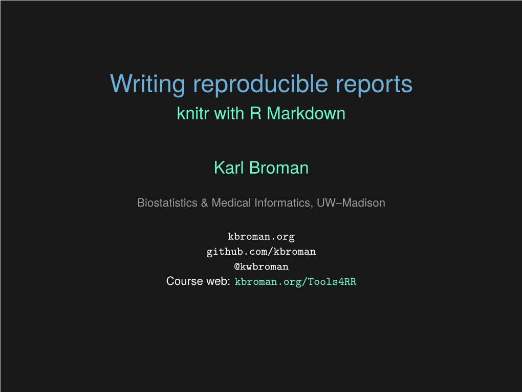 Knitr with R Markdown