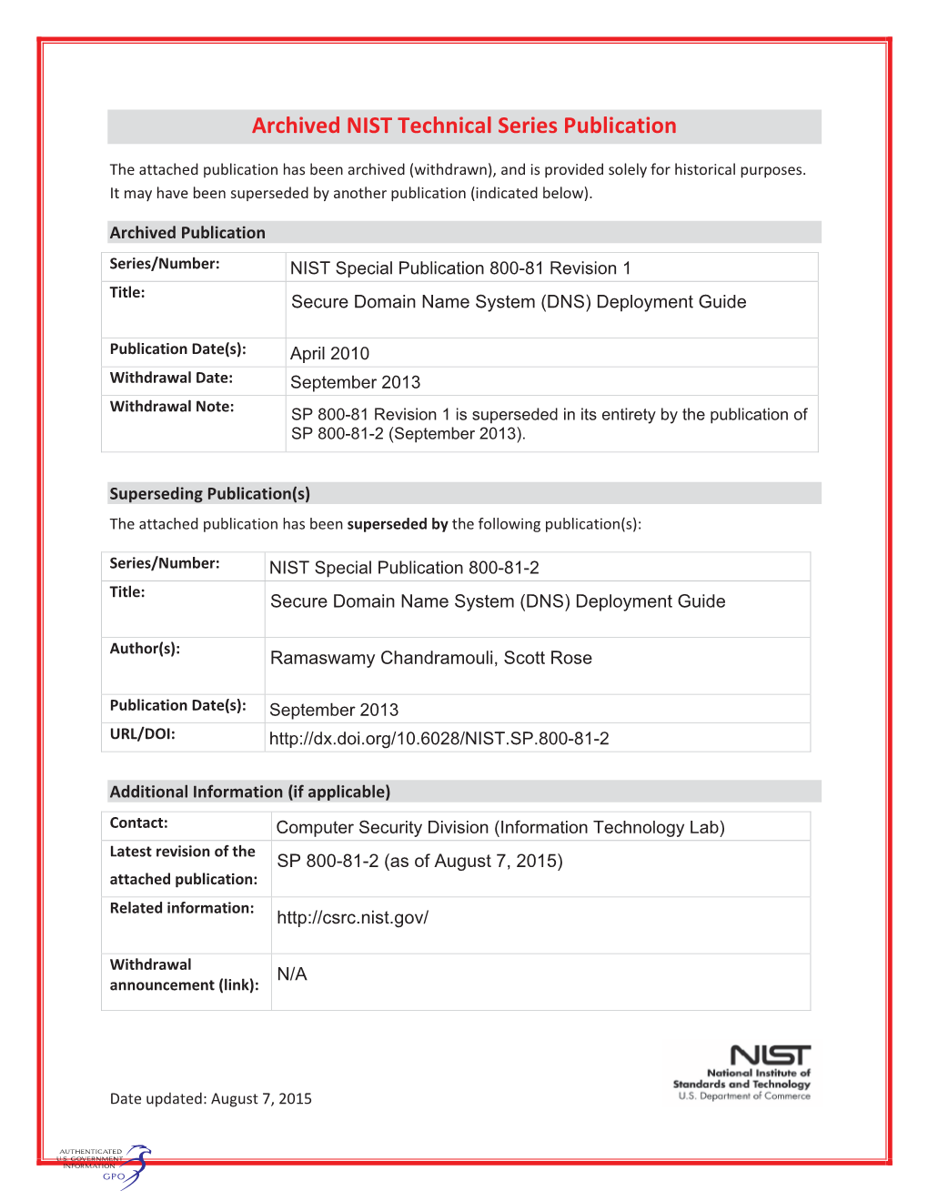 DNS) Deployment Guide