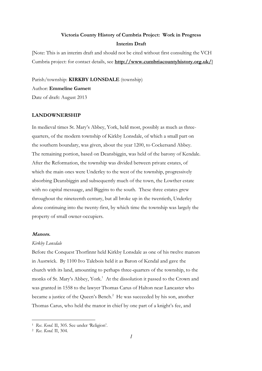 Kirkby Lonsdale Londownership.Pdf