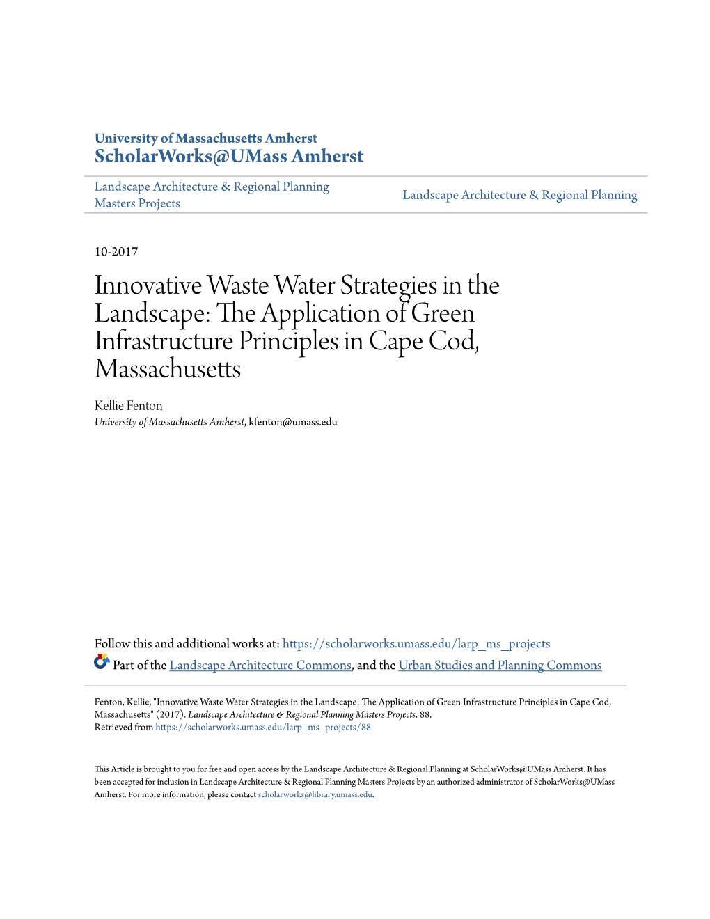 Innovative Waste Water Strategies in the Landscape