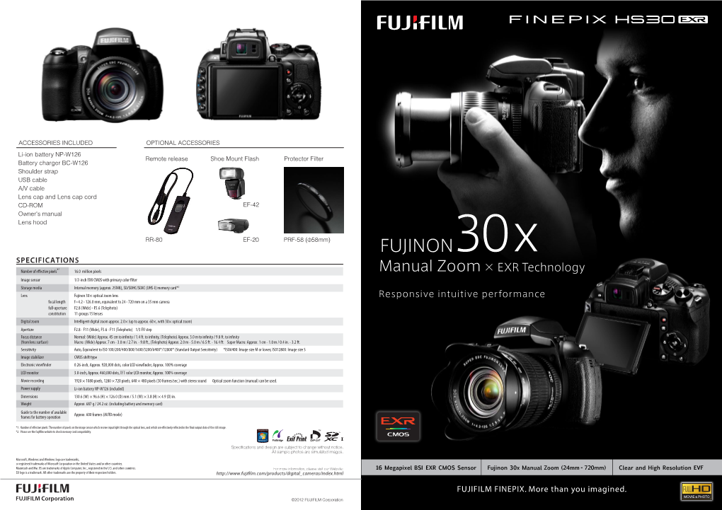 Fujinon30x SPECIFICATIONS