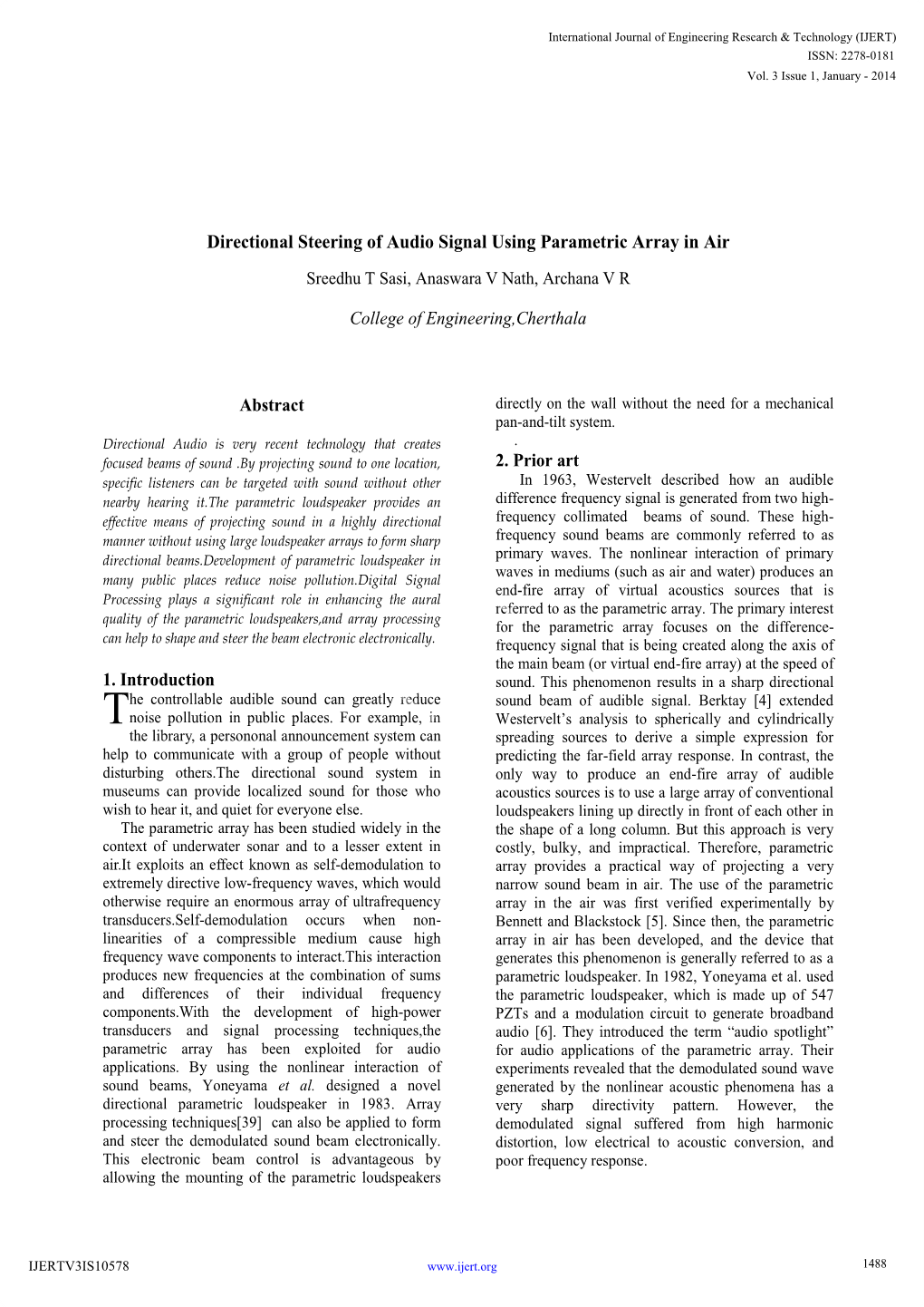 Directional Steering of Audio Signal Using Parametric Array in Air