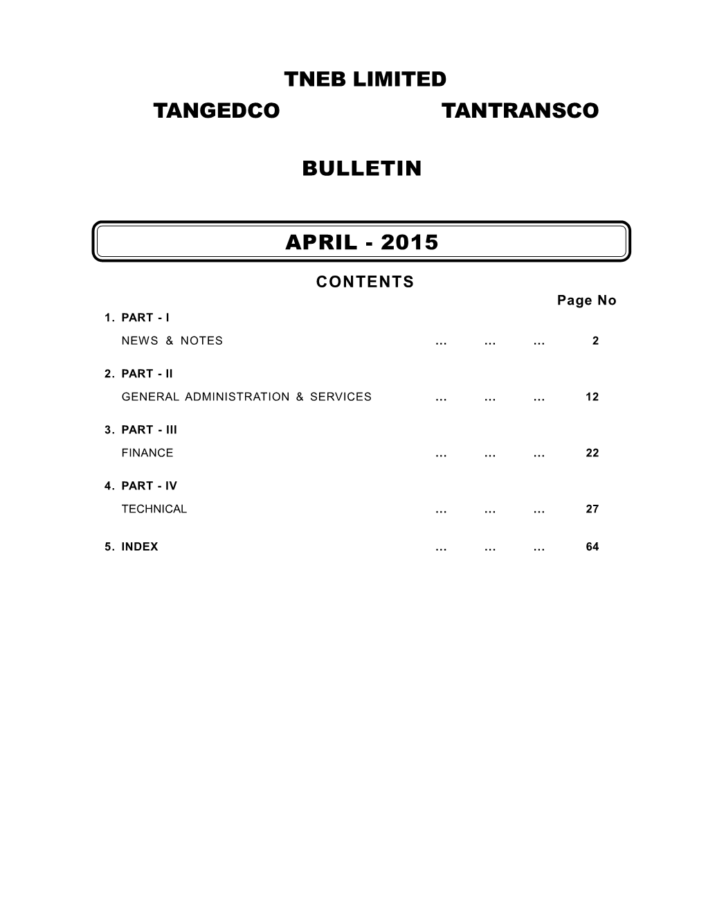 Tneb Limited Tangedco Tantransco Bulletin April