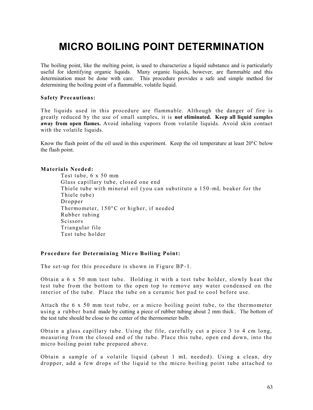 Micro Boiling Point Determination